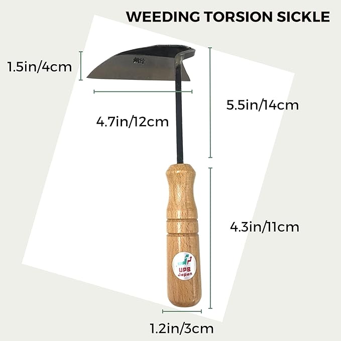 UPB Japan Japanese Hand Hoe Nejiri Gama Weeding Sickle for Weeding Gardening Planting 9.8in (25cm)
