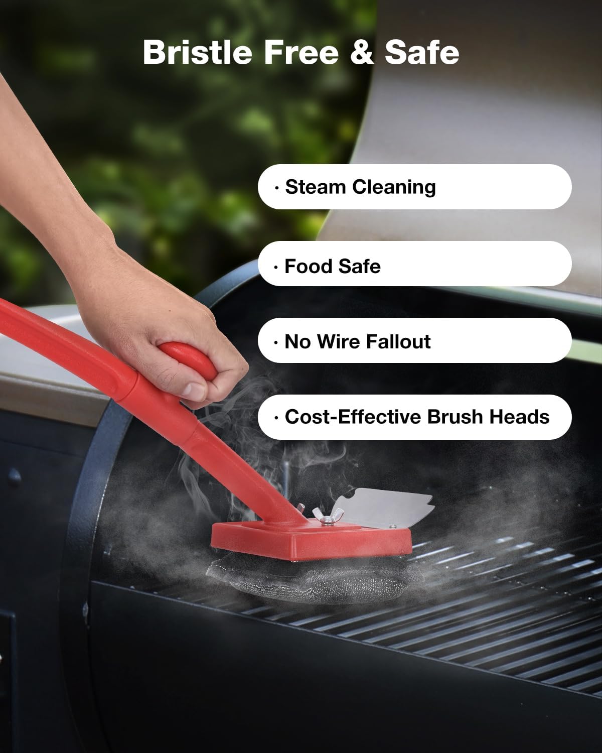 Grill Brush Bristle Free(Steel Wire),10 Replaceable BBQ Cleaning Head,Safe Replacement Cleaning Pad for Cast Iron or Stainless-Steel Grates (No Handle)