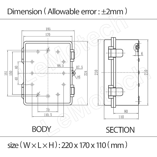 LeMotech Electrical Box, IP67 Waterproof Hinged Cover Stainless Steel Latch - Image 7