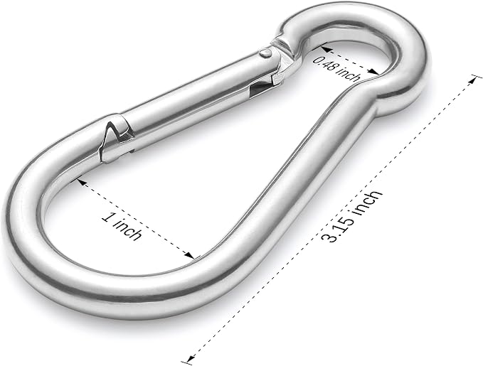 sprookber 316 Stainless Steel Carabiner Clip, Marine Grade Heavy Duty Spring - Image 2