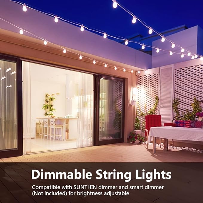 SUNTHIN White Outdoor String Lights, 96FT White Patio Lights - Image 5