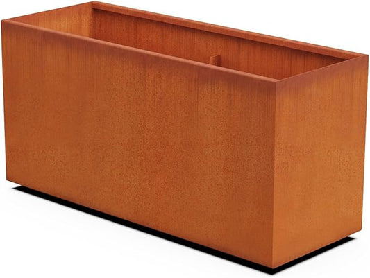 Extra Large Outdoor Planter – 48x24 Inch Tall Corten Steel Planter Box | Heavy Duty Metal for Privacy Screening & Patios | Made in USA, Fully Assembled