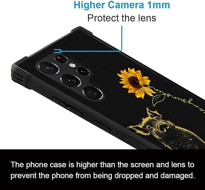 for Samsung Galaxy S23 Ultra Case, Pig Sunflower Yellow Sunshine Pattern - Image 2