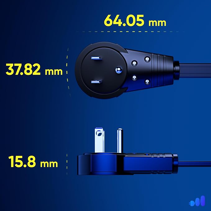 Maximm Cable 1 Ft 360° Rotating Flat Plug Extension Cord/Wire, 16 AWG Multi 3 - Image 4