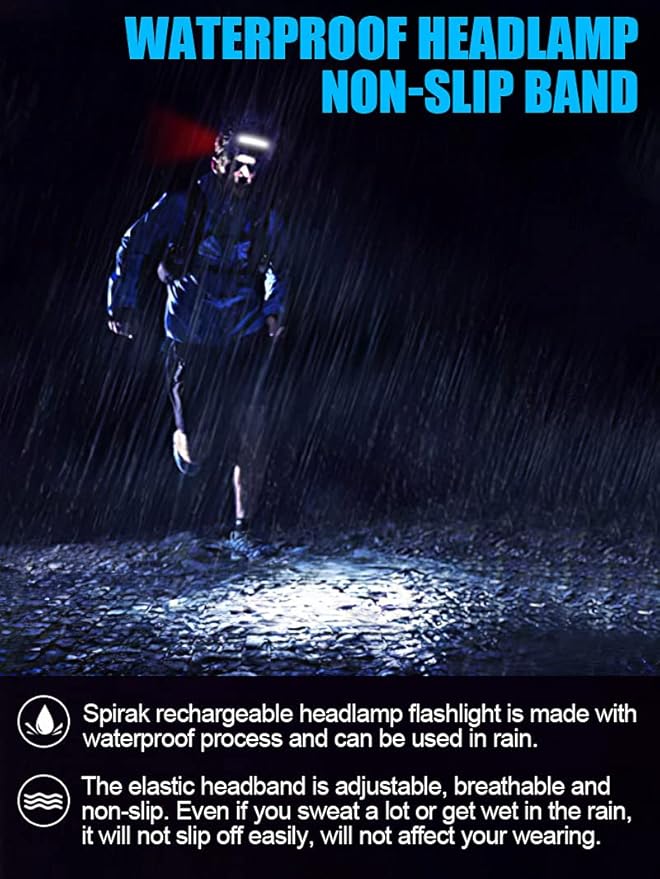LED Headlamp Flashlight 8Packs, 1000L 230° Broadbeam Headlight, USB - Image 6