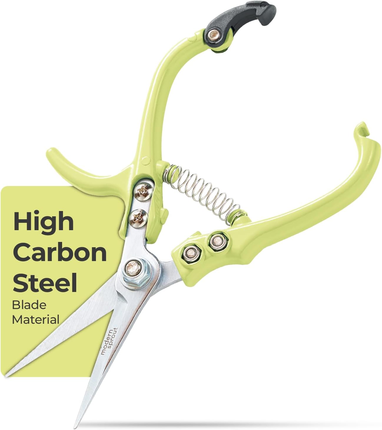 Modern Sprout Pruning Shears - Herb Snipping Scissors- Lightweight Gardening Tools W/Easy Lock - Flower Cutter Garden Shears - Carbon Steel Blade + Reusable Holster (Chartreuse, 1-Pack)