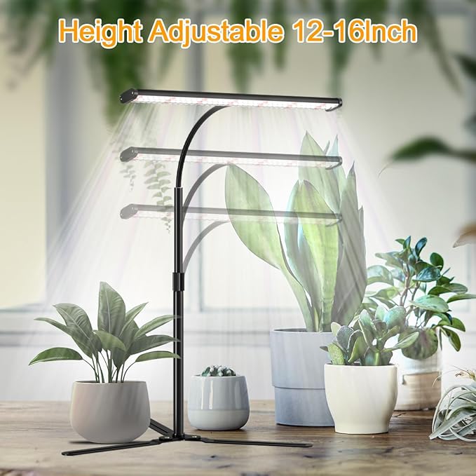 Super-Bright Grow Light for Indoor Plants, 6000K 108LEDs Full Spectrum Plant Lamp with Timer 4/8/12Hrs & Height Extendable for Home Office Desktop Plants, 12V 3A High Power Output for Faster Growth