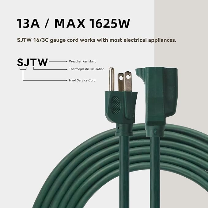 15ft Outdoor Extension Cord for Christmas Decorations - Image 6