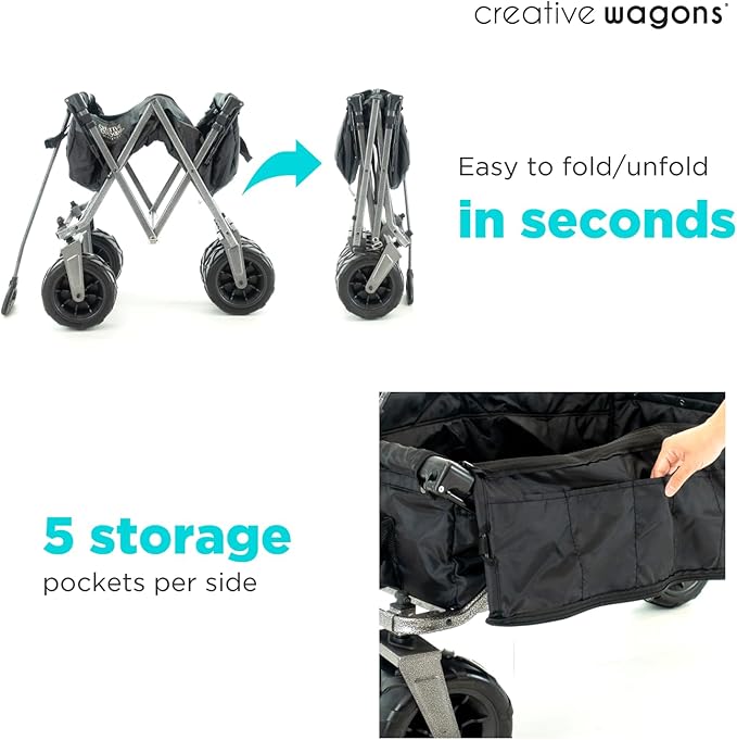 Creative Outdoor All-Terrain Deluxe Wagon | 360 Swivel All Terrain Wheels | Great for Beach, Park, Garden & Tailgate | Multiple Color Options