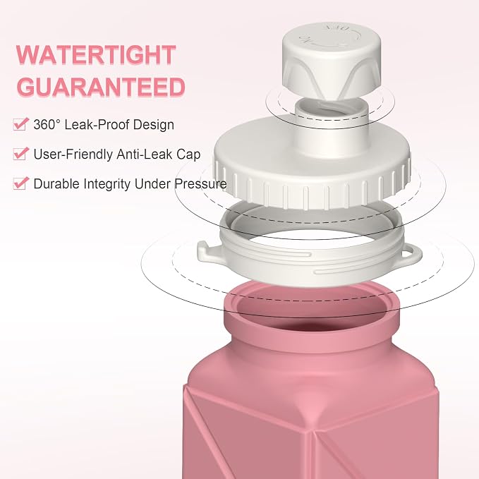 BEAUTAIL Collapsible Water Bottles 20.6oz, Silicone Foldable Portable Travel - Image 4