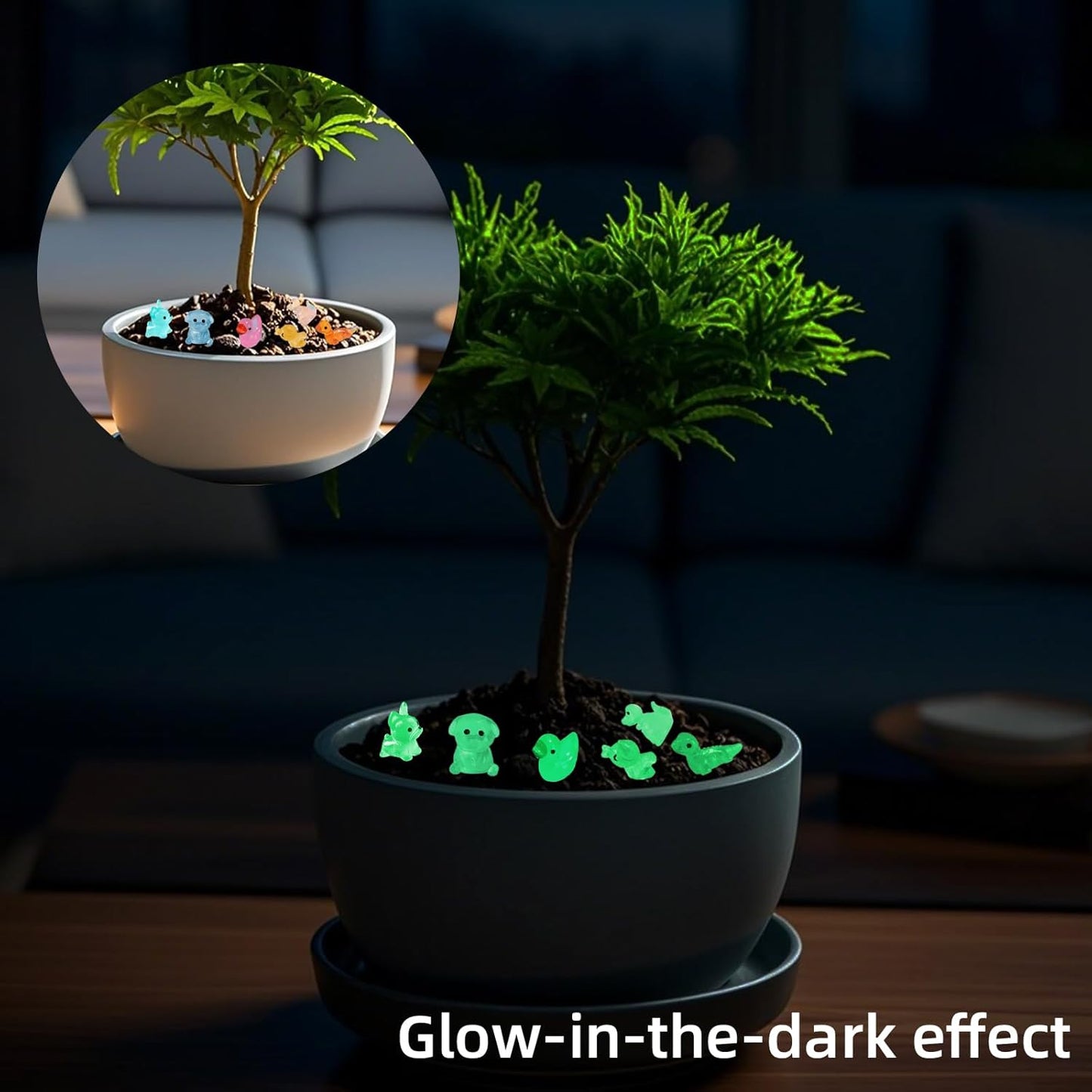150 pcs Luminous Mini Resin Animal, Resin Ducks Figurines Glow in The Dark for Fairy Garden Accessories Miniature Figurines Aquarium Potted Decor - 11 Styles