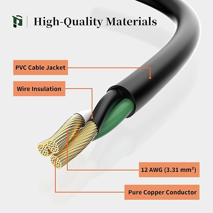 PLUGTUL Outdoor Extension Cord 6FT, 12 Gauge Extension Cord - Image 4