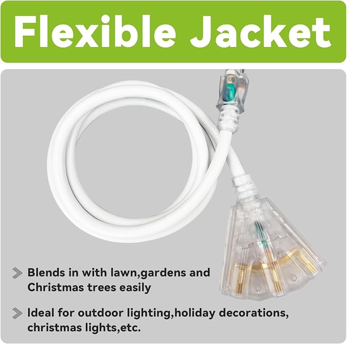 EP 15FT 12 Gauge Heavy Duty Extension Cord, 15A 125V 1875W, 3 Outlet - Image 6