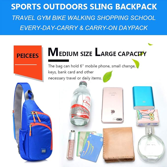 Peicees Small Sling Backpack Waterproof Unisex Shoulder Bag Chest Crossbody - Image 4