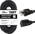 100FT Outdoor Extension Cord-16/3 SJTW Durable Black Extension Cable by HONDERSON