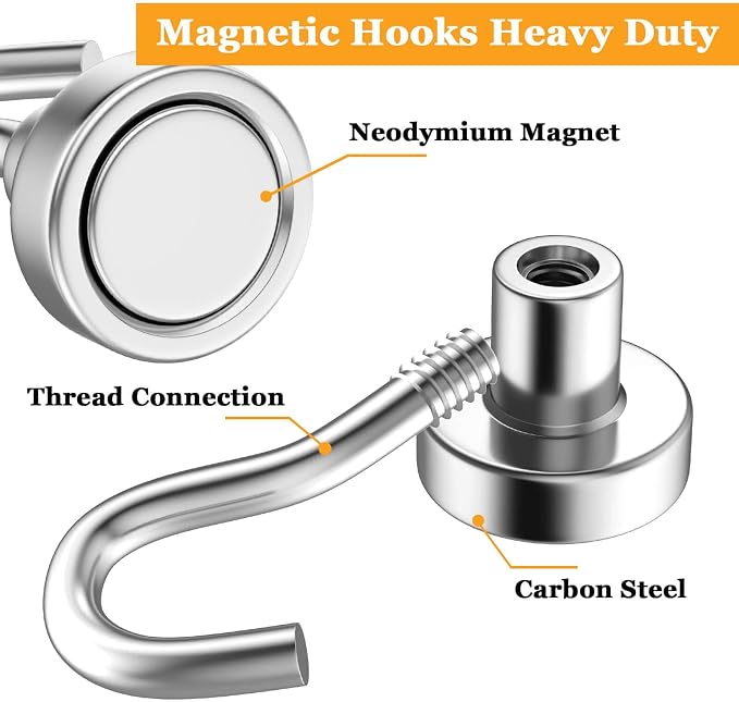 20Pack Magnetic Hooks, 35lb+ Strong Magnetic Hooks Heavy Duty Rare Earth - Image 4