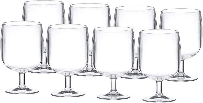 KX-WARE Classic Acrylic All-Purpose Wine Glasses, 12-ounce Plastic Stem Wine by KX-WARE