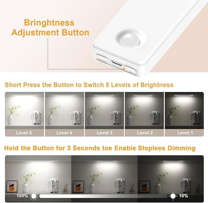 13inch Under Cabinet Lighting, 2500mAh Motion Sensor Light Indoor, USB - Image 5