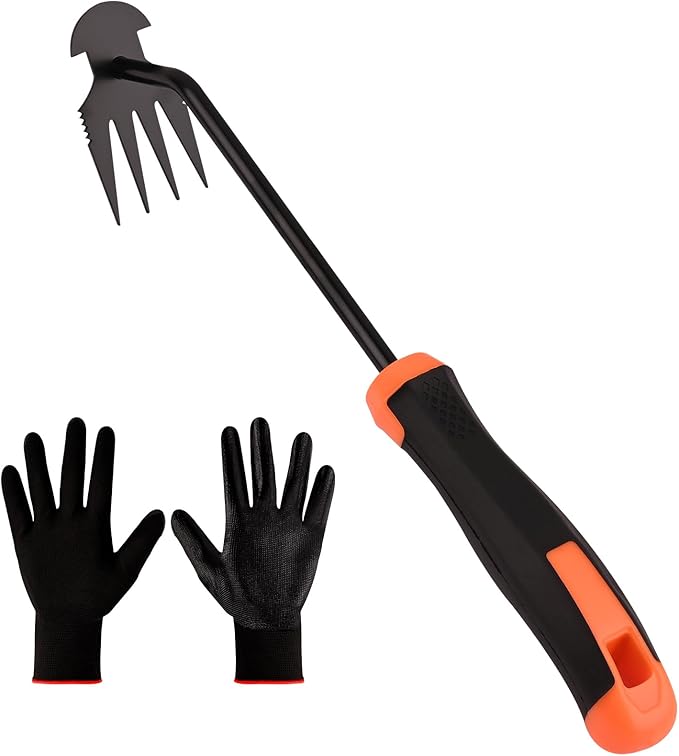 Weed Removal Tool, Portable Garden Weeder Tool，2024 New Manganese Steel Weed Puller Tool with Rubber Handle for Vegetable Gardening Garden Yard Farm Farm Planting & Uprooting Weeding Tool (Black)