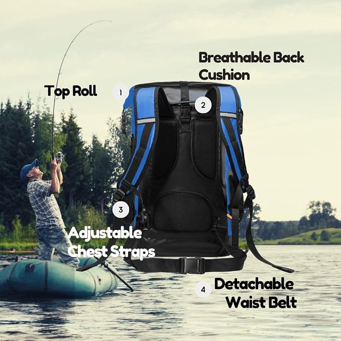 Waterproof Roll Top Kayak Backpack, Floating Outdoor Dry Sack Boating Sailing - Image 3