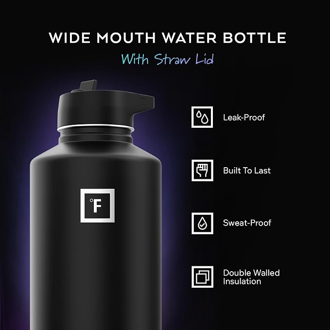 IRON °FLASK Camping & Hiking Hydration Flask - 64 oz Dark Night - Image 2