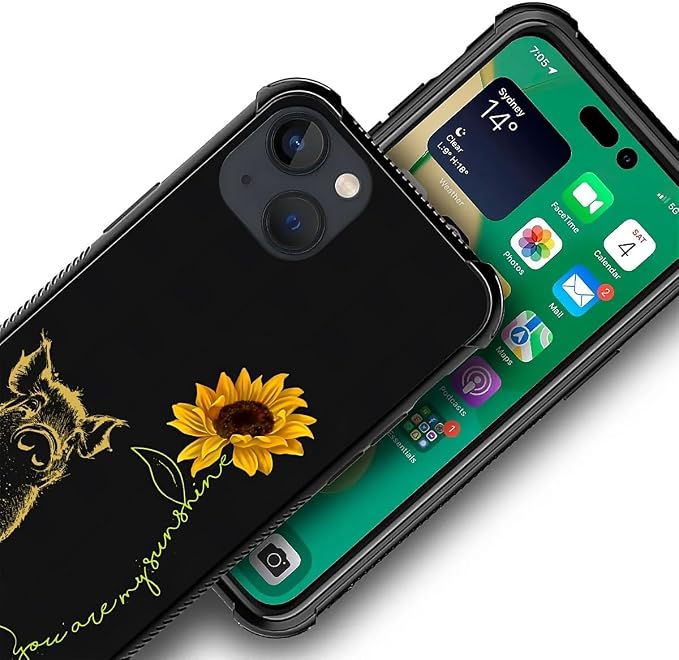 for iPhone 13 Case, Pig Sunflower Yellow Sunshine Pattern Graphic Design Girl - Image 6
