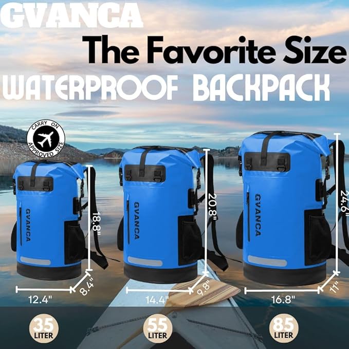 Waterproof Roll Top Kayak Dry Backpack, Floating Outdoor Dry Sack Boating - Image 4