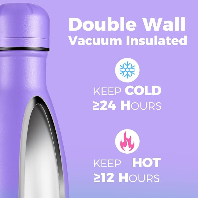 Volhoply 17oz Stainless Steel Water Bottles Bulk, Leakproof Insulated Metal - Image 3