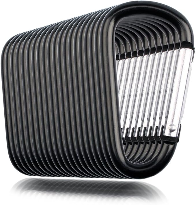 20 Pack 2.5" D Shape Aluminum Large Carabiner Clip Lock Hooks Spring Snap by SAMLOO
