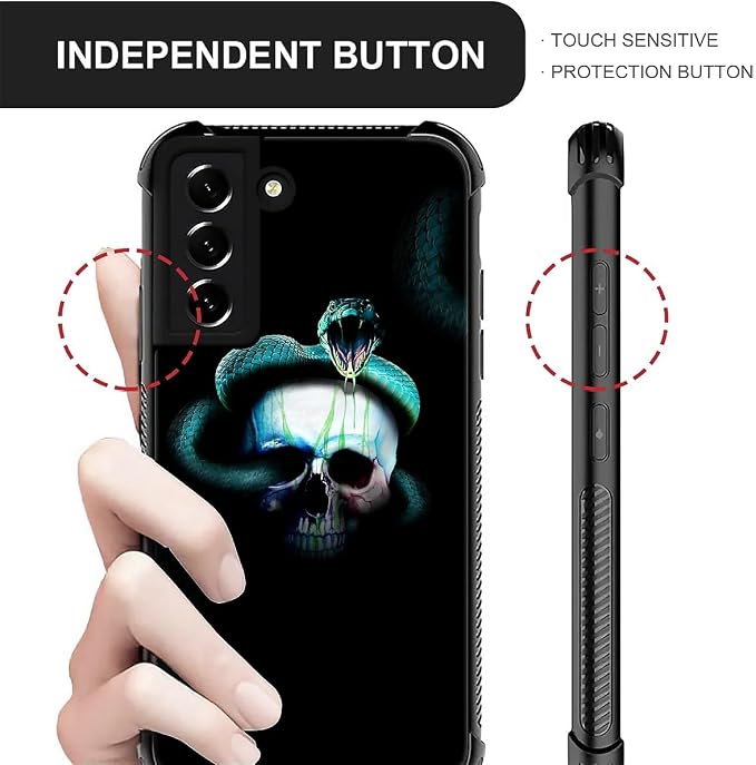 for Samsung Galaxy S21 Case, Skeleton Winding Snake Pattern Graphic Design Girl - Image 3