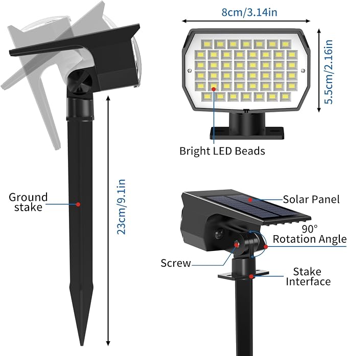 Tadyreal Solar Spot Lights Outdoor 6 Pack, Solar Landscape Spotlights Waterproof - Image 7