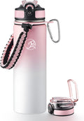 GOSWAG Insulated Sports Water Bottle, 24oz 2 Lids, Stainless Steel Water Bottles by GOSWAG