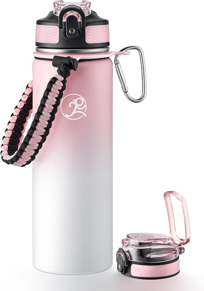 GOSWAG Insulated Sports Water Bottle, 24oz 2 Lids, Stainless Steel Water Bottles by GOSWAG