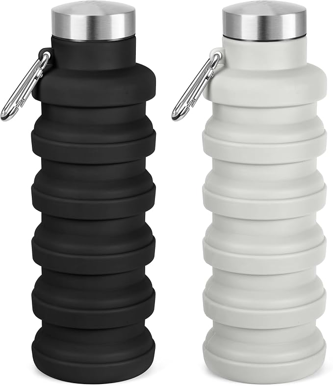 Collapsible Water Bottle, 17oz Reusable BPA Free Silicone Foldable Water Bottles by Sitanflex