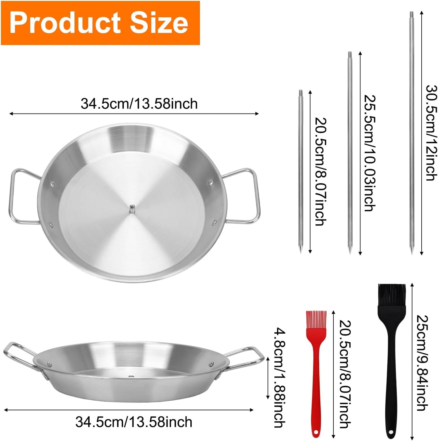 Al Pastor Skewer for Grill, Stainless Steel Vertical Skewer Shawarma Stand Vertical Spit with 3 Removable Spikes(8”/10"/12”) & Brushes Gyro Pan for Tacos, Kebabs Smoker,BBQ