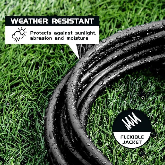 Indoor Outdoor Extension Cord Weatherproof, UL Certified, 10 Gauge 8FT Black 3 - Image 3