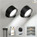 LED Wall Mounted Lights, Rechargeable Wall Sconce Lamps, 3 Color Temps & Remote by AMETHEUS
