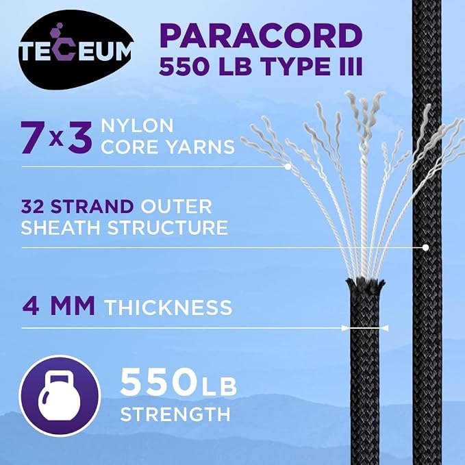TECEUM Reflective Paracord Rope 1000 – 1000ft/200ft/100ft/50ft – 40+ Colors – - Image 2