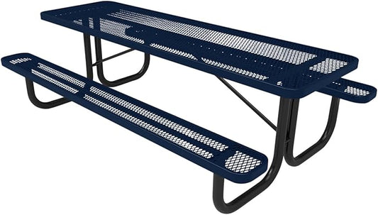 T8-TXTDBL Heavy Duty Rectangular Portable Picnic Table, 8 Ft, Textured Dark Blue, Made in America