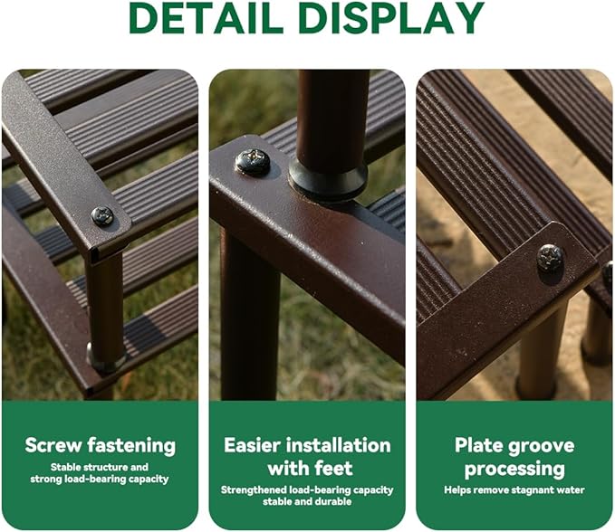 Metal Plant Stand, Rust-proof Aluminum Display Rack, Plants Display Stands Decoration Racks for Living Room Garden Balcony Patio (Ebony, 41.3Inch Tall Leg)