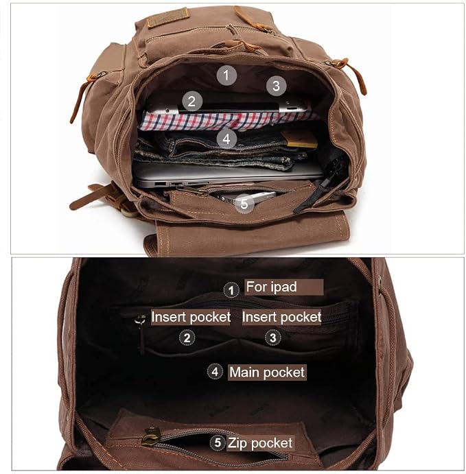 AUGUR High Capacity Canvas Vintage Backpack - Image 3
