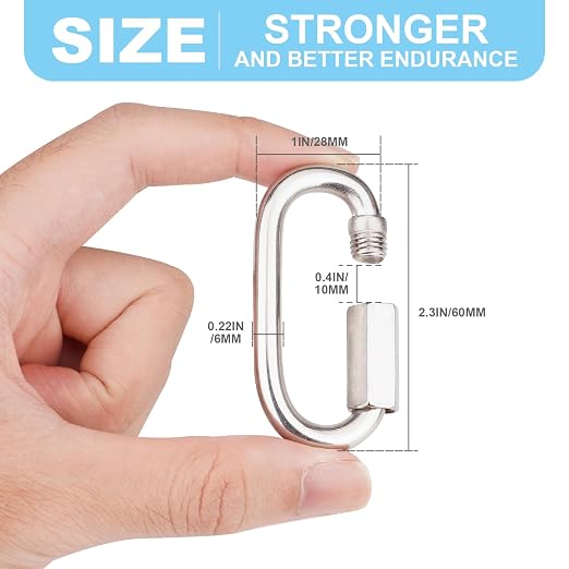 5 Pcs 2.3 Inch 304 Stainless Steel Heavy Duty Screw Chain Quick Links, 880LB - Image 2