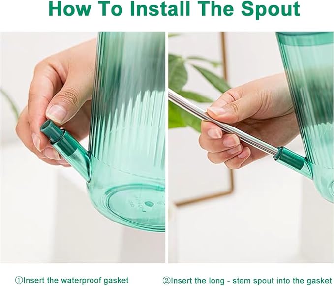 Long Spout Watering Can Indoor, Small Watering Cans for House Plants, Flowers, Succulents 33.8oz(Green)