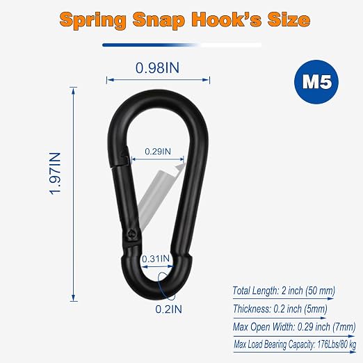 120PCS M5 Heavy Duty Carabiner Clip, 2Inch Snap Hook Quick Link Small Carabiner - Image 2