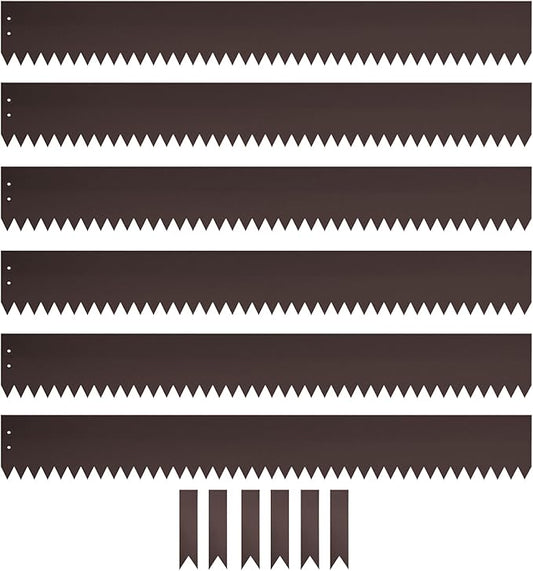 Steel Landscape Edging 40 Inch Strips, Steel Edging 4 Inch Depth, 6 Pack Hammer in Landscape Edging, Metal Landscape Edging, Metal Edging for Landscaping（Brown