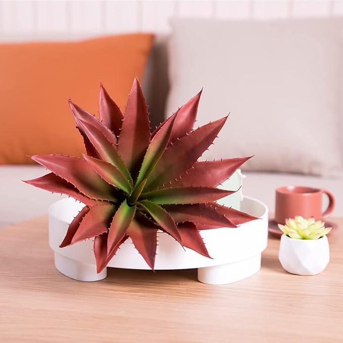 Veryhome Succulents Plants Artificial Aloe Plant, 12.5Inch Large Faux Succulents Unpotted, Premium Crafting DIY Greenery Decor for Indoor & Outdoor(Red)