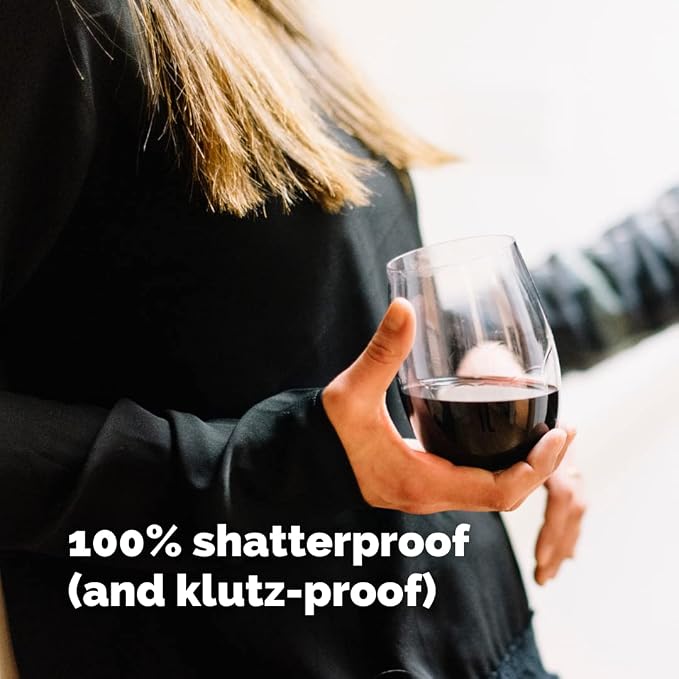 TaZa Outdoor Wine Glasses Stemless, 20oz Set of 2, Unbreakable Tritan Plastic - Image 7