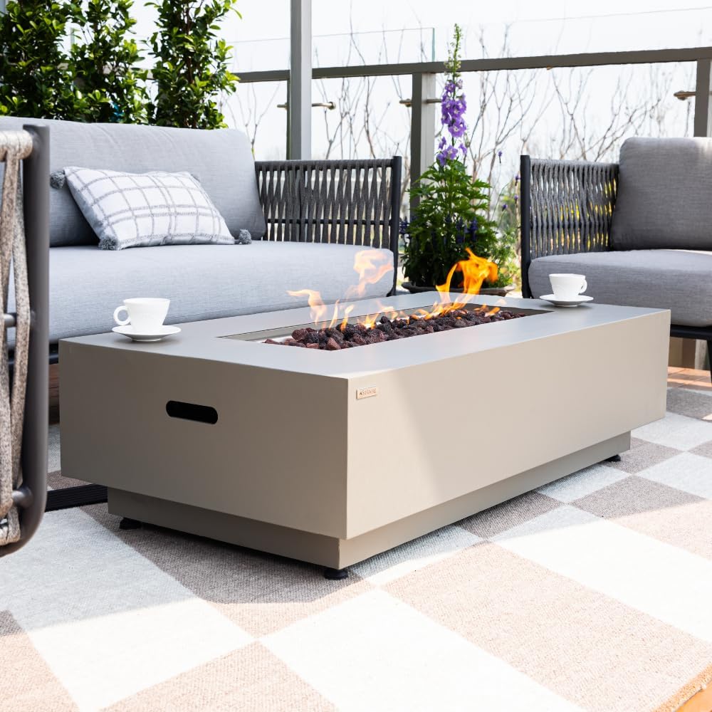 Westwood 50” Propane Fire Pit Smokeless Firepit Outdoor Gas Fire Pit for Outside Patio Firepit Table Includes Rain Cover Converter Kit Lava Rocks Lid CSA Certified