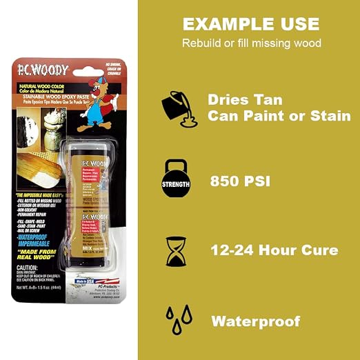 PC Products PC-Woody Wood Repair Epoxy Paste, Two-Part 48 oz in Two Cans - Image 2