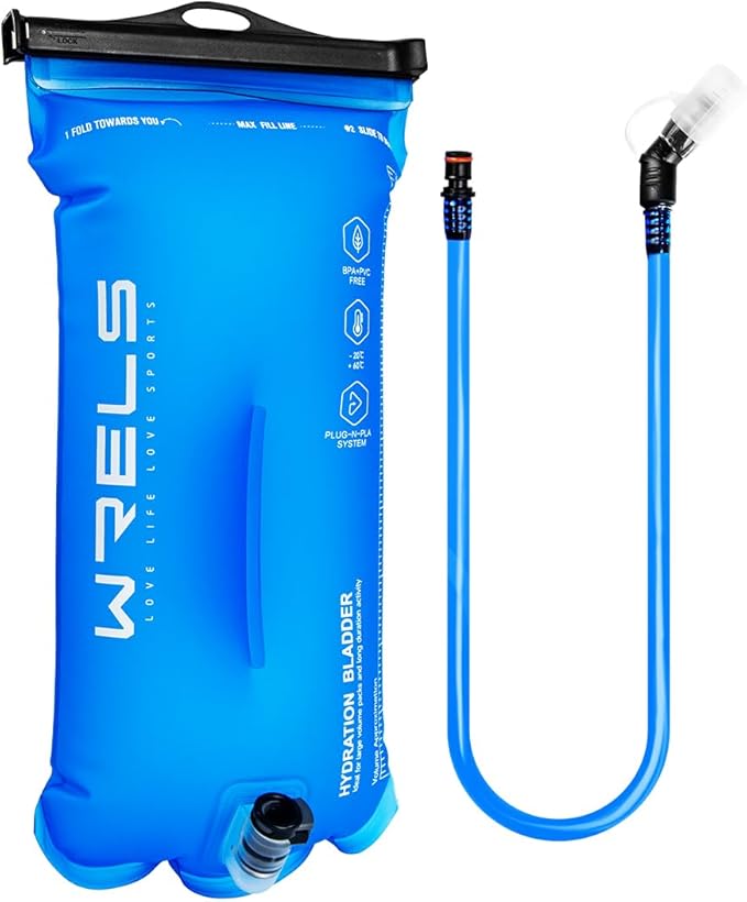 WRELS 1L/1.5L/2L/3L BPA Free Hydration Bladder, Leakproof TPU Water Bladder by WRELS